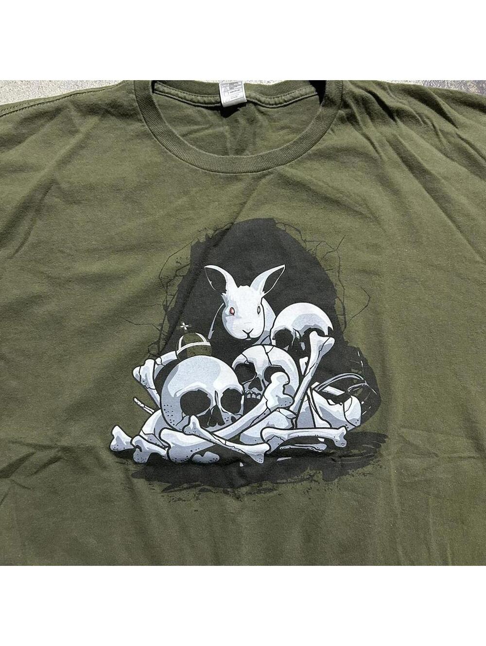 Green killer bunny graphic shirt